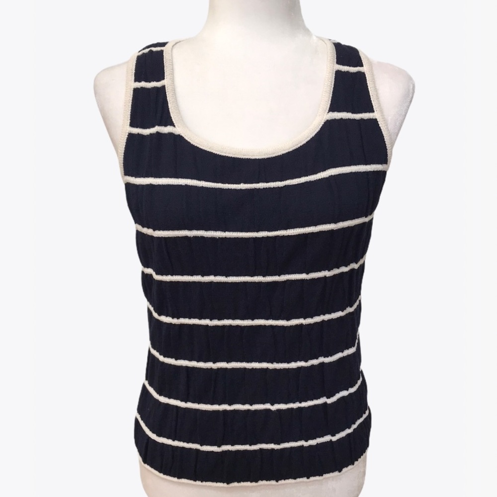 St. John 56% Wool Striped Cardigan and Top Set - S - Picture 3 of 17